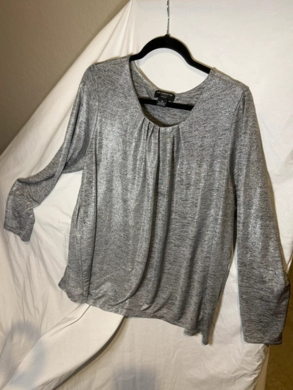 Liz Claiborne Career Woman Gray Long Sleeve Top 1X